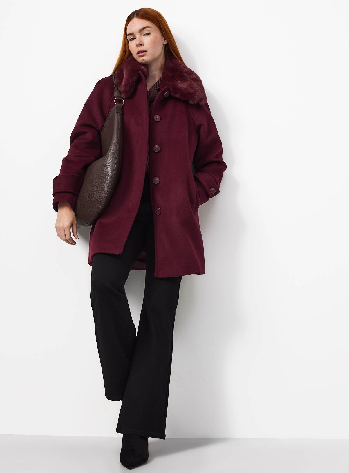 Dark Red Wool-Rich Car Coat 12 - Image 2